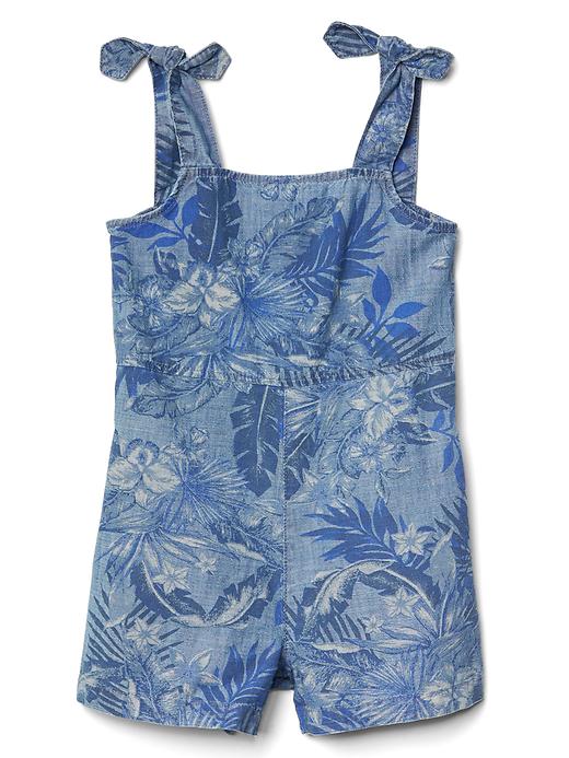 Image number 1 showing, Tropic floral chambray romper