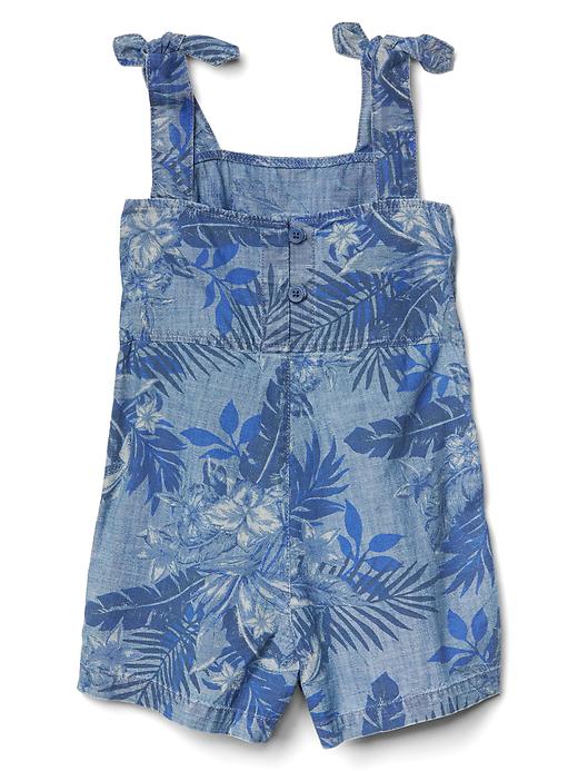 Image number 2 showing, Tropic floral chambray romper