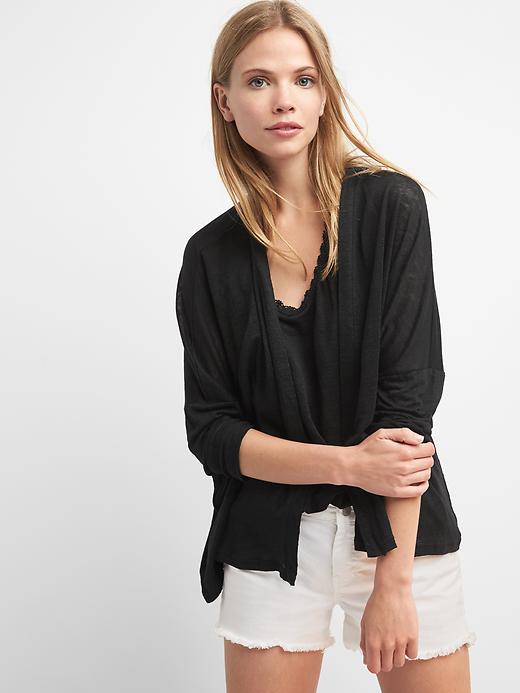 Image number 8 showing, Linen batwing open-front cardigan