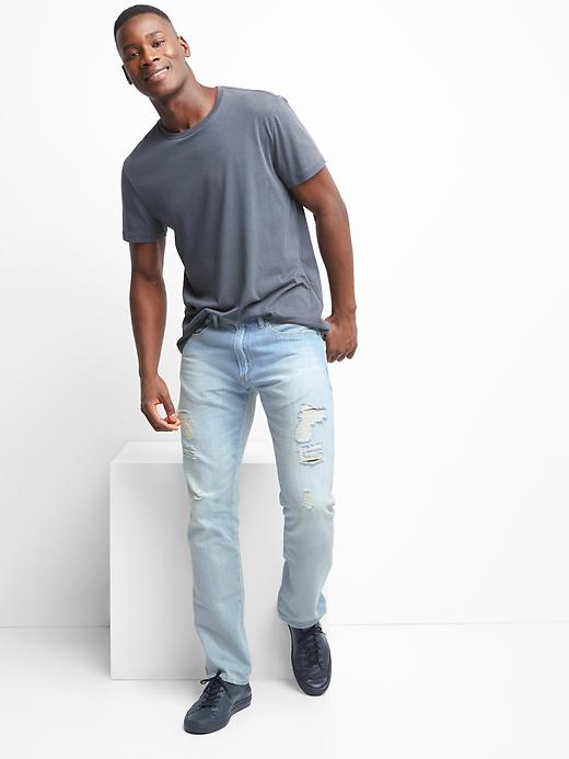 Image number 3 showing, Lightweight destructed slim fit jeans (stretch)