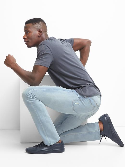 Image number 5 showing, Lightweight destructed slim fit jeans (stretch)