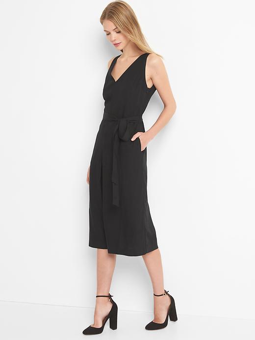 View large product image 1 of 1. Sleeveless TENCEL&#153 culotte jumpsuit