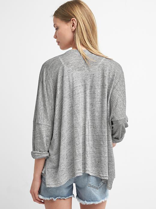 Image number 2 showing, Linen batwing open-front cardigan