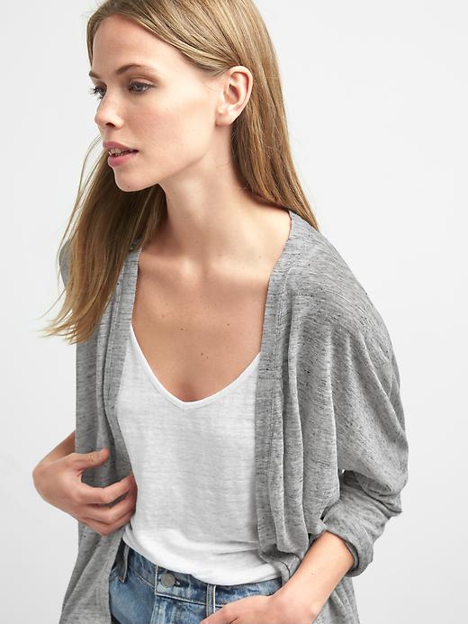 Image number 5 showing, Linen batwing open-front cardigan