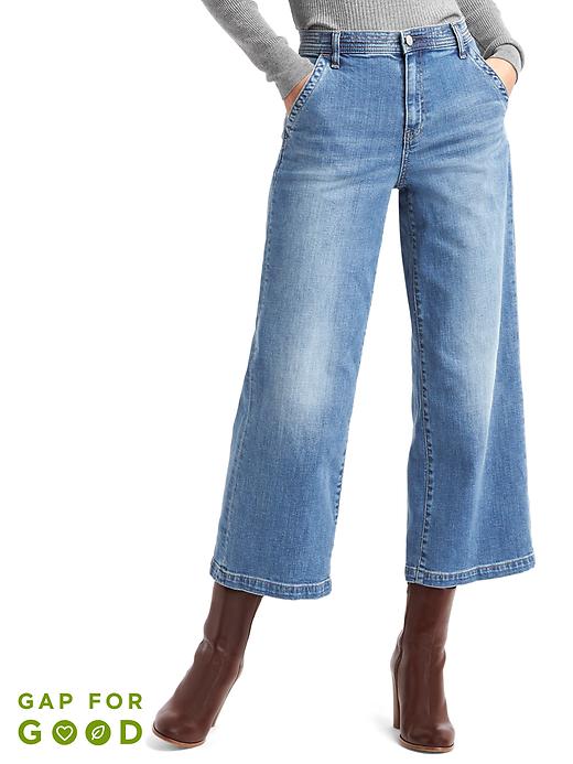 Image number 1 showing, High rise wide-leg crop jeans