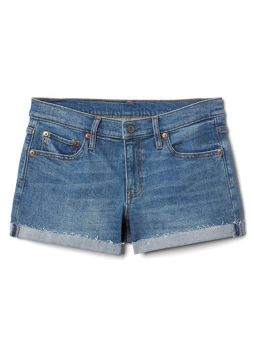Image number 6 showing, Mid Rise 3" Denim Shorts with Rolled Hem