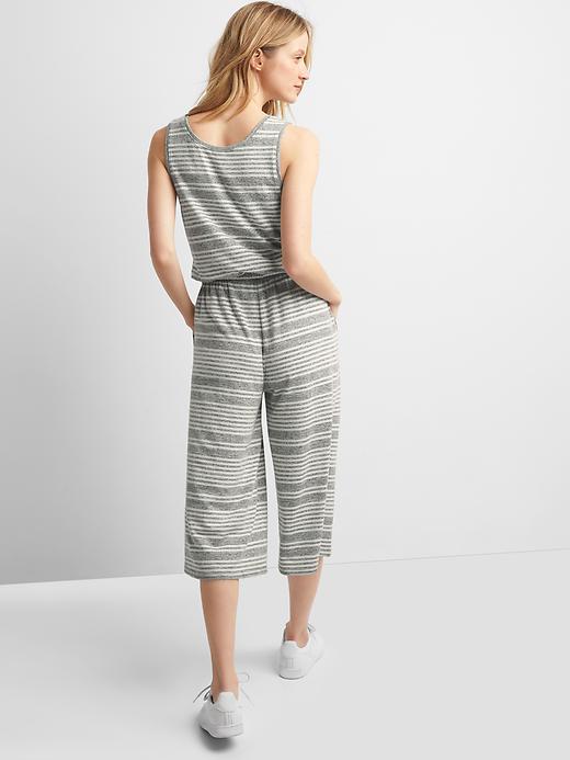 Image number 2 showing, Softspun knit stripe wide-leg jumpsuit