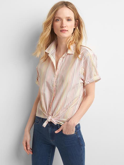 View large product image 1 of 1. Stripe roll cuff shirt