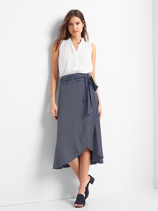 Image number 3 showing, Stripe wrap midi skirt