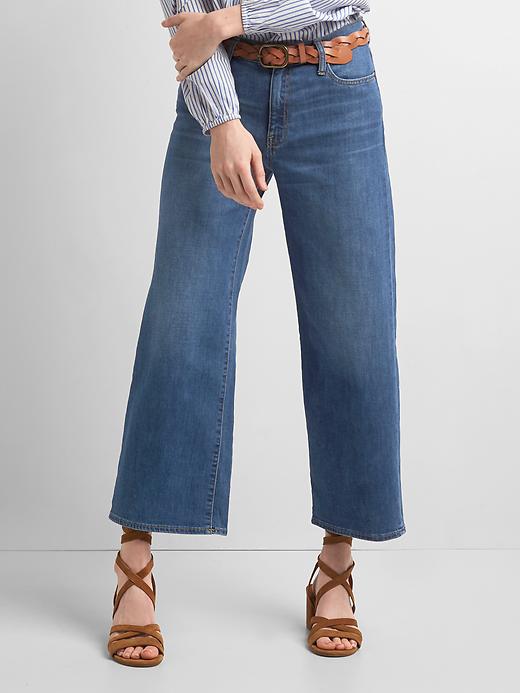 Image number 1 showing, High rise wide-leg jeans