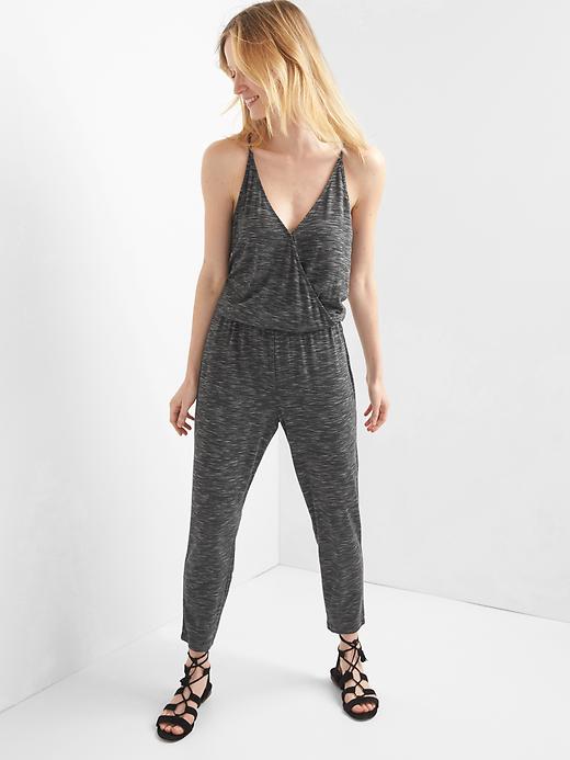 Image number 1 showing, Space dye wrap jumpsuit