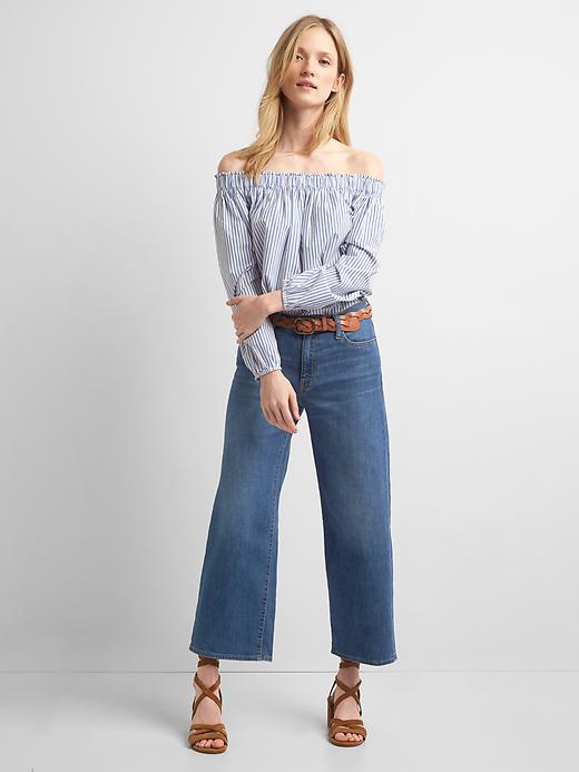 Image number 3 showing, High rise wide-leg jeans