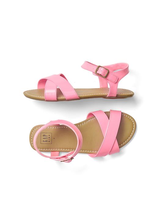 View large product image 1 of 1. Faux leather crisscross sandals