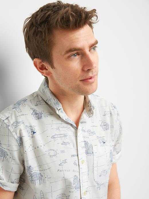 Image number 5 showing, Oxford Hawaii blueprint short sleeve standard fit shirt