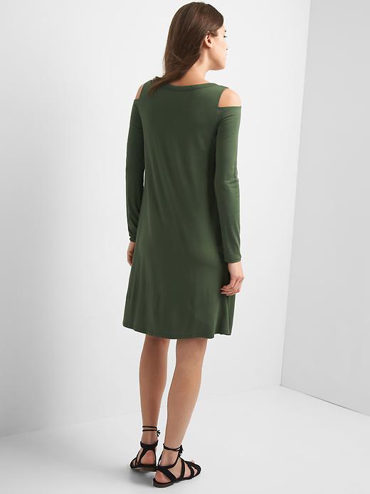 Image number 2 showing, Cold-shoulder swing dress