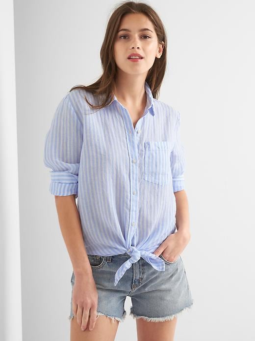Image number 9 showing, Linen oversize boyfriend shirt