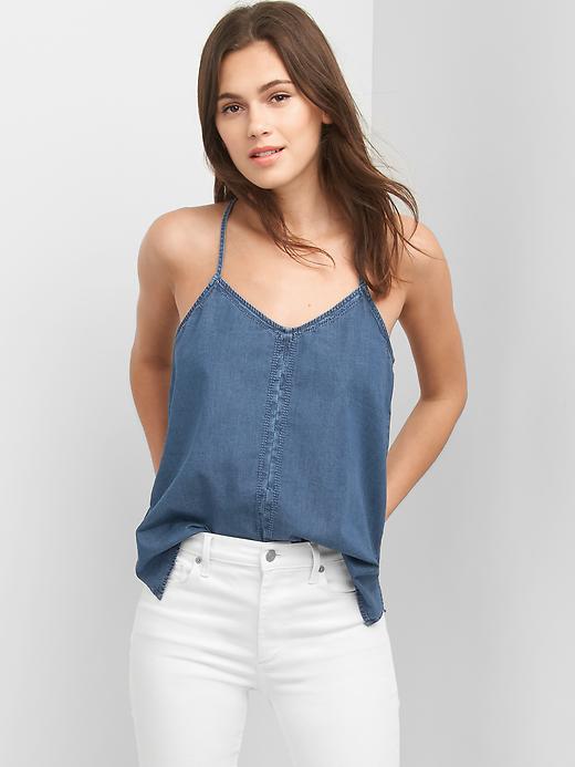 Image number 1 showing, Denim twist-back cami