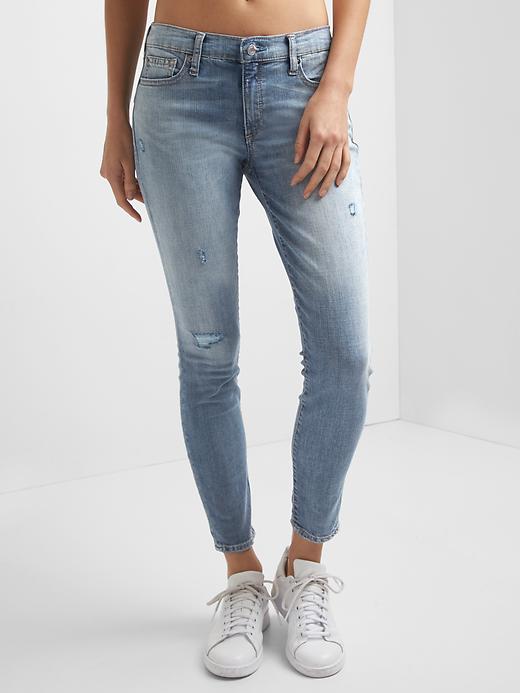 Image number 7 showing, Mid rise distressed true skinny ankle jeans