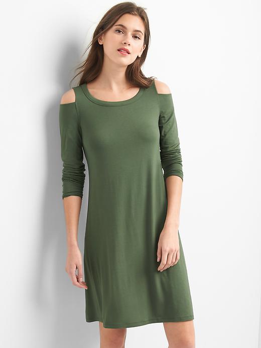 Image number 1 showing, Cold-shoulder swing dress