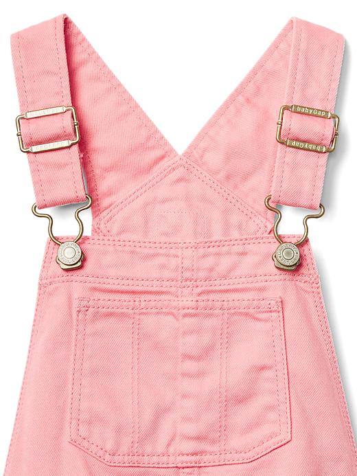 Image number 3 showing, Pink denim short overalls