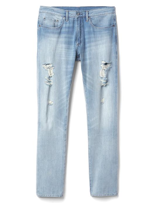 Image number 6 showing, Lightweight destructed slim fit jeans (stretch)