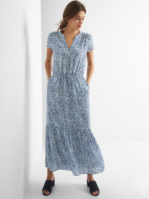 View large product image 1 of 1. Short sleeve maxi tier dress