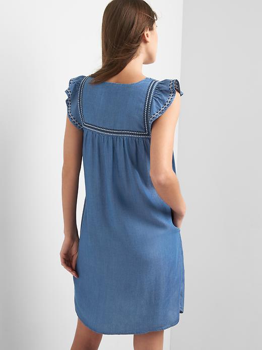 Image number 2 showing, TENCEL&#153 embroidery flutter dress