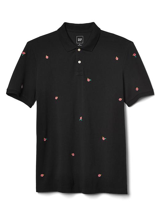 Image number 6 showing, Hibiscus embroidery polo