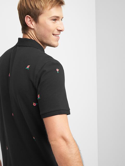 Image number 2 showing, Hibiscus embroidery polo