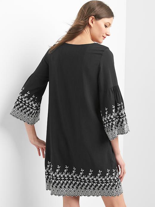 Image number 2 showing, Embroidered bell sleeve dress