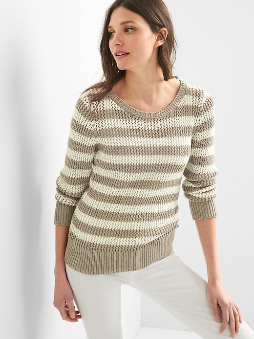 Image number 7 showing, Stripe open knit sweater