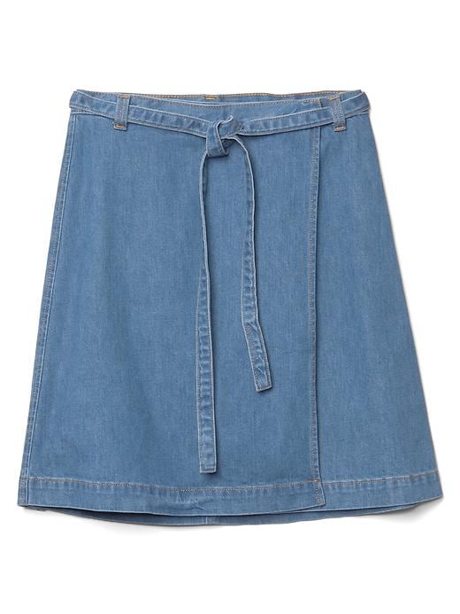 Image number 6 showing, Denim A-line wrap skirt