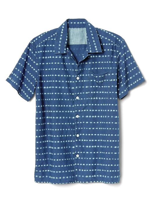 Image number 6 showing, Denim shibori dot standard fit short sleeve shirt