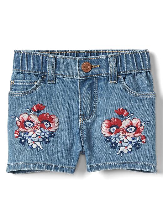 Image number 1 showing, Stretch floral embroidery shorty shorts