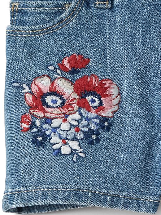 Image number 3 showing, Stretch floral embroidery shorty shorts