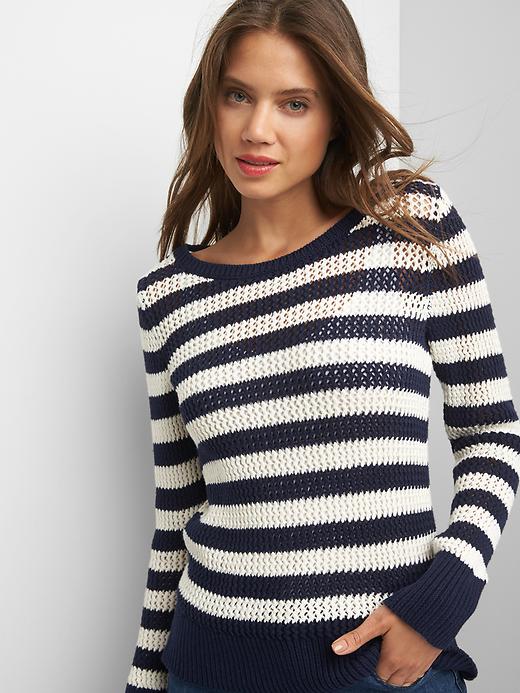 Image number 5 showing, Stripe open knit sweater