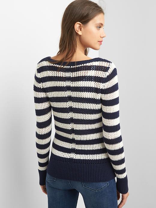 Image number 2 showing, Stripe open knit sweater