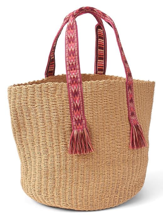 View large product image 1 of 3. Web handle straw tote