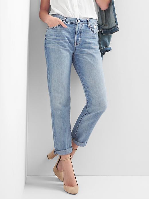Image number 1 showing, Mid rise relaxed boyfriend jeans