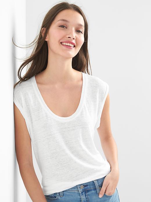 View large product image 1 of 1. Linen muscle tee
