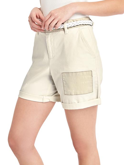 Image number 3 showing, Patchwork girlfriend chino shorts