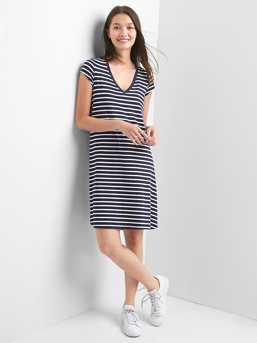 Image number 3 showing, Stripe V-neck t-shirt dress