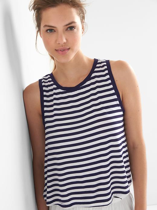 View large product image 1 of 1. Graphic modal crop sleep tank