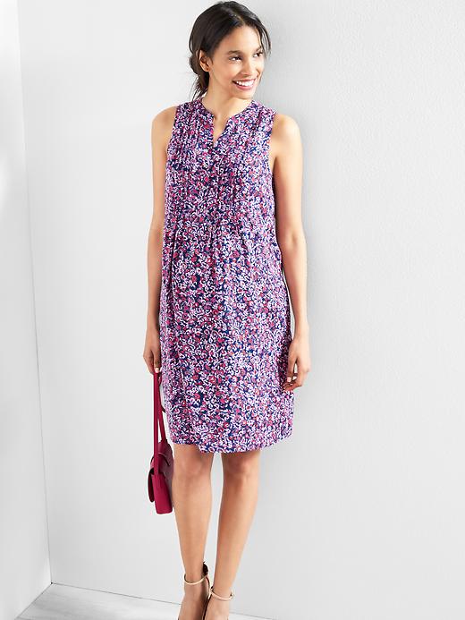 Image number 4 showing, Maternity floral sleeveless pintuck dress