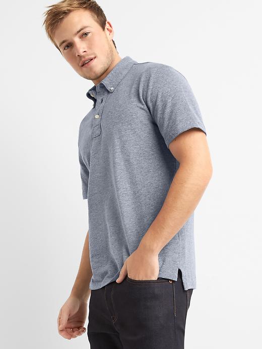 Image number 1 showing, Pique oxford slim fit polo