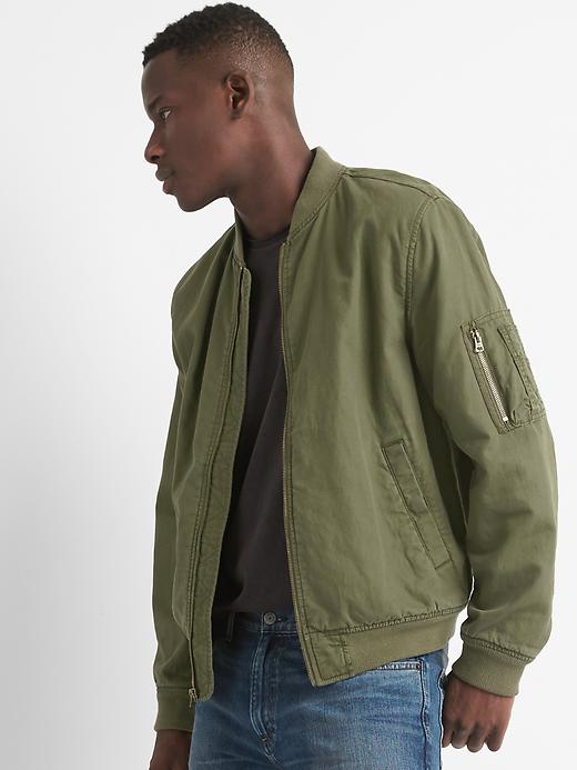 Image number 1 showing, Cotton-linen bomber jacket
