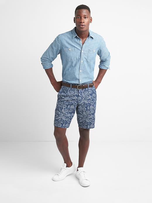 Image number 3 showing, 10" Floral Print Shorts in Linen-Cotton