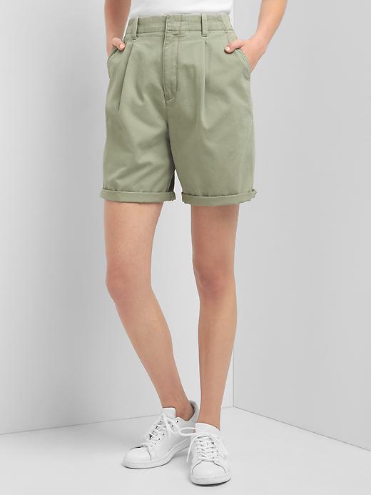 View large product image 1 of 1. The archive re-issue pleated fit shorts
