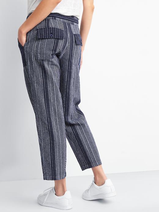 Image number 2 showing, Linen mix-stripe crop pants