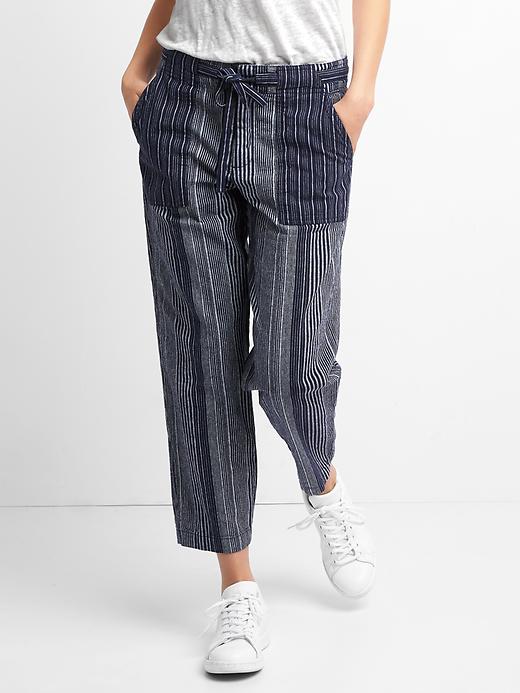 Image number 1 showing, Linen mix-stripe crop pants